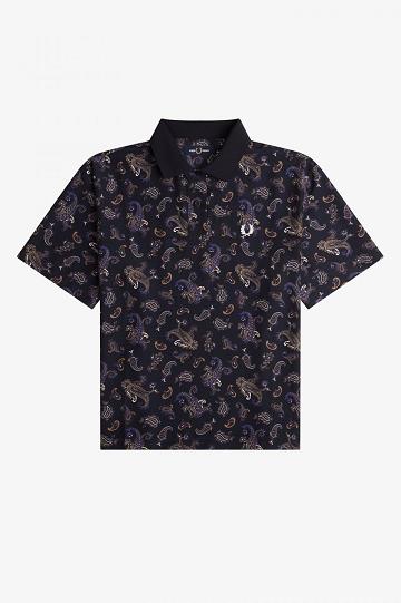 Fred Perry Paisley Print Polo Naisten Paidat Laivastonsininen | FI 1072PJJQ